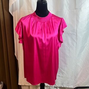 Vibrant Fuchsia Ruffle Sleeve Blouse